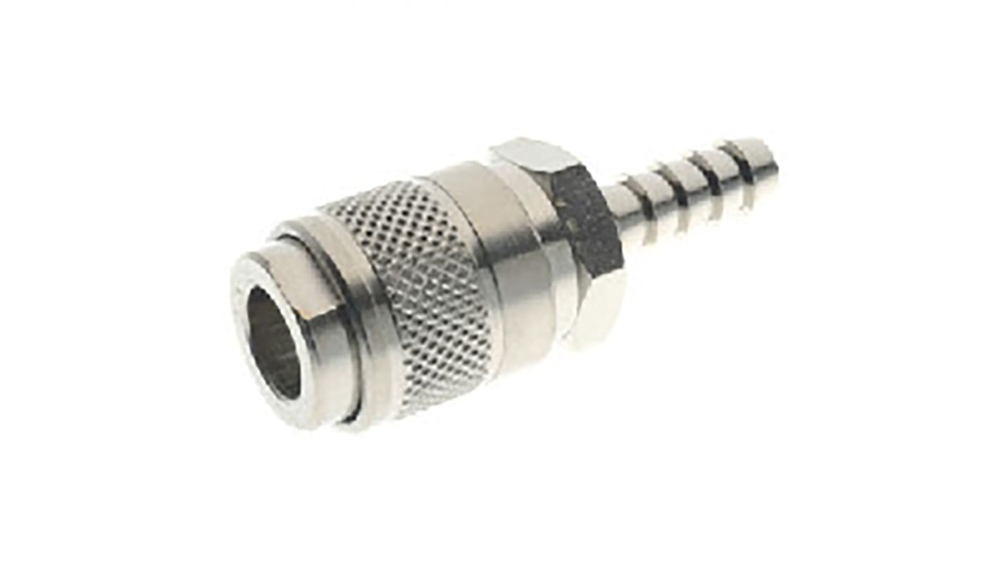 RS PRO Nickel Plated Brass Male Quick Air Coupling, 6mm Hose Barb