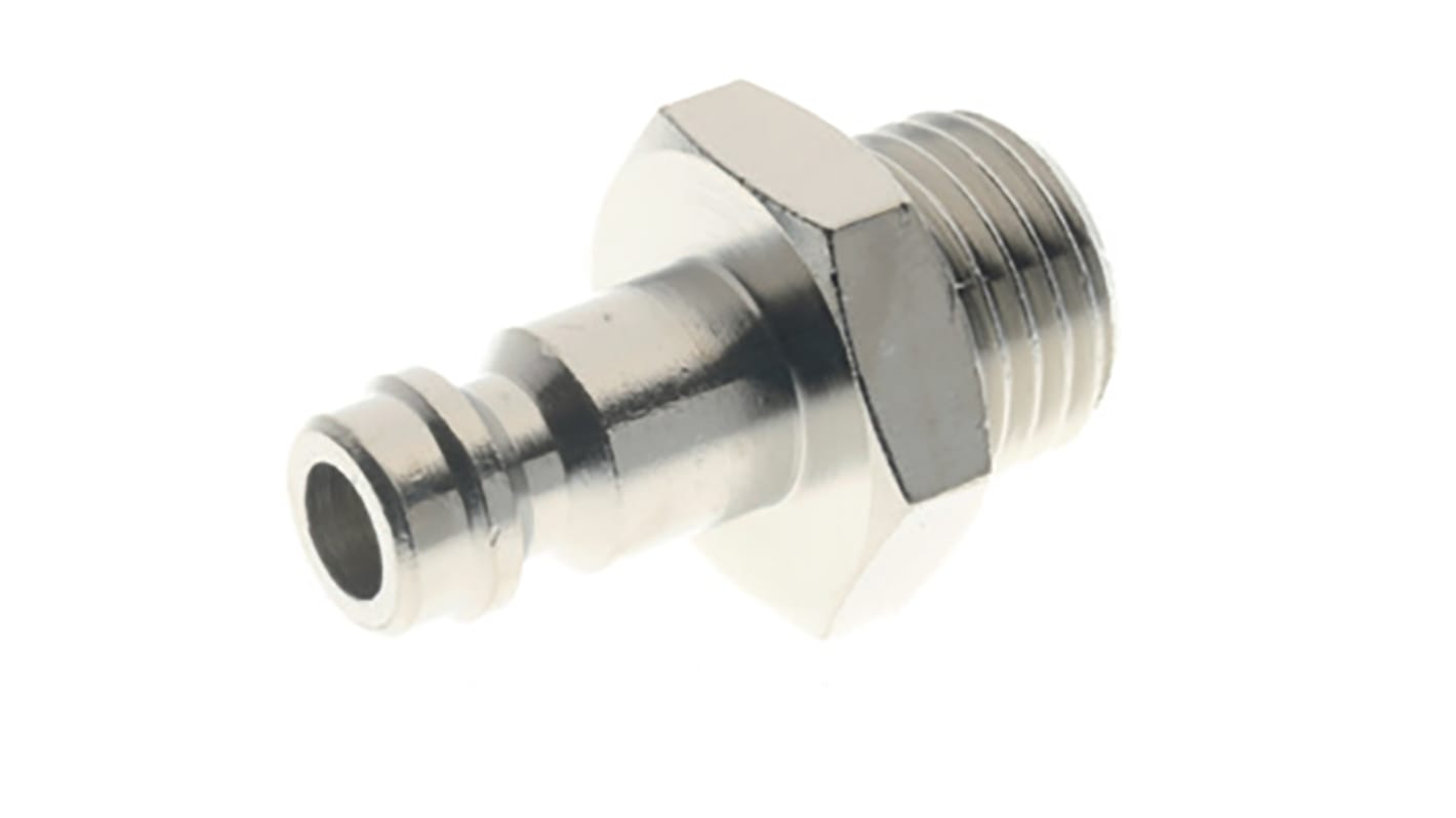 RS PRO Nickel Plated Brass Male Coupler Nipple, G 1/8 Male 1/8in Threaded