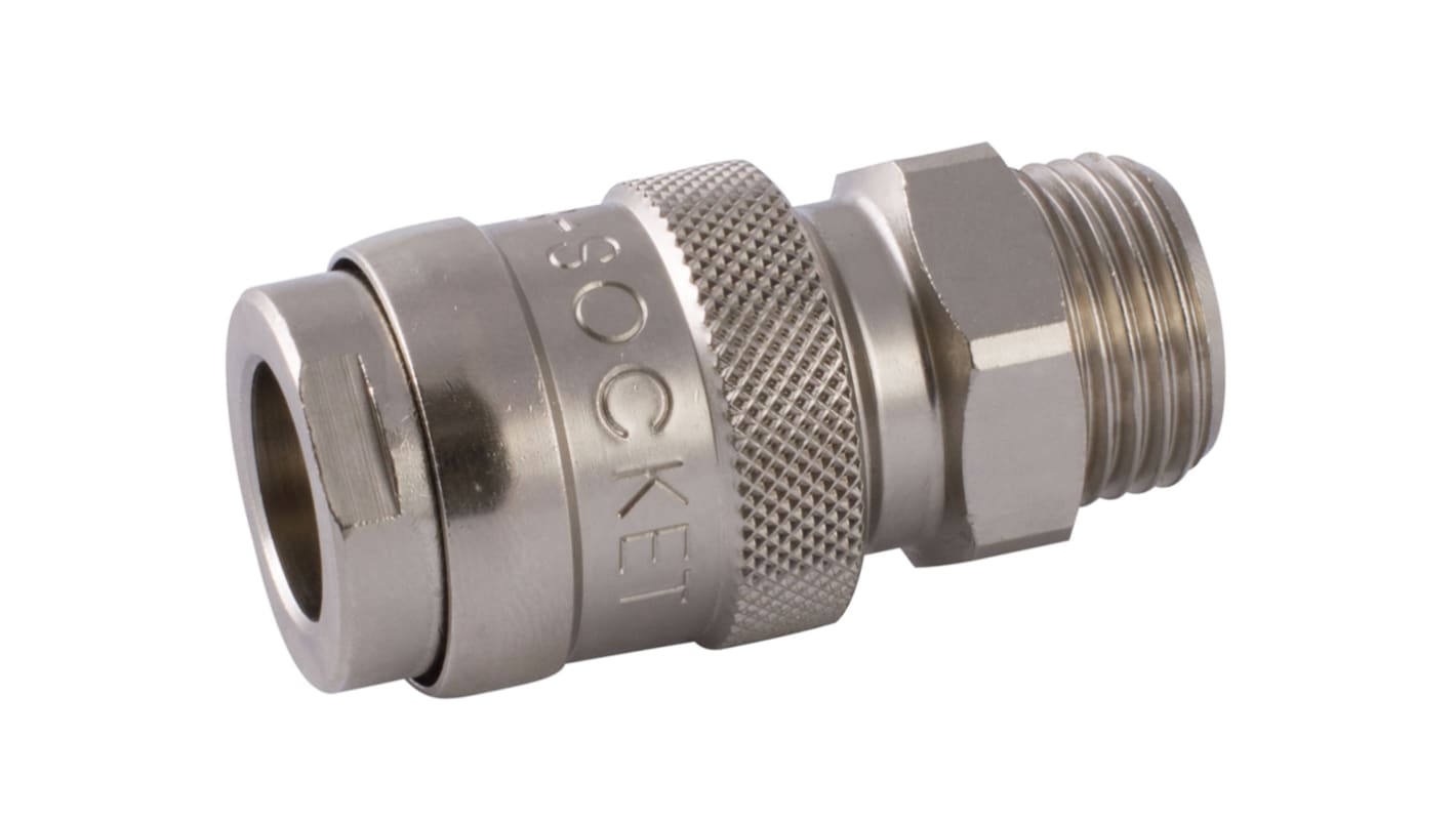 RS PRO Nickel Plated Brass Male Quick Air Coupling, G 3/8 Male 3/8in Threaded