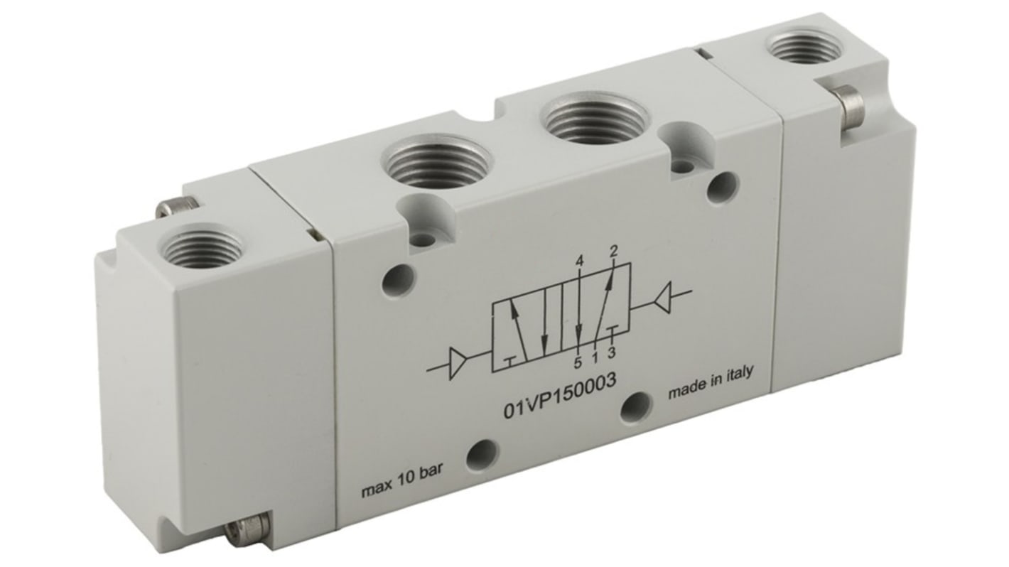 RS PRO Pneumatikus szolenoid szelepek, G 1/2, 5/2 Bistable, Pneumatikus, rögzítés: Talp felerősítés, 5000NL/perc