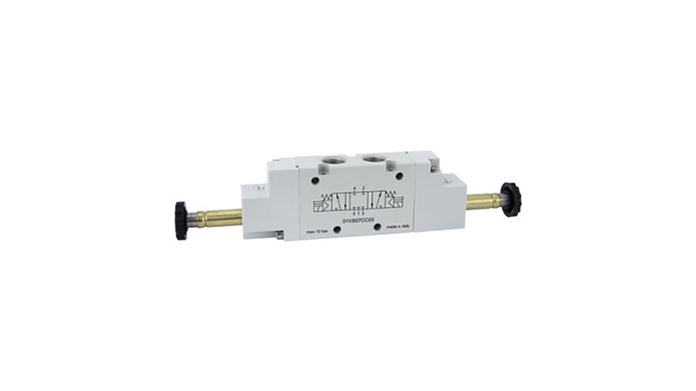 Electrodistributeur pneumatique RS PRO fonction 5/3 CC, Solénoïde, G 1/2, 12 V dc, 24 V ac/dc, 110 V ac, 220 V ac