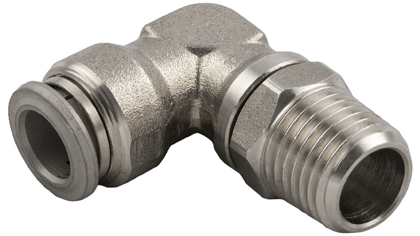 RS PRO Push-in Fitting, R 1/4 Male to Push In 6 mm, Threaded-to-Tube Connection Style