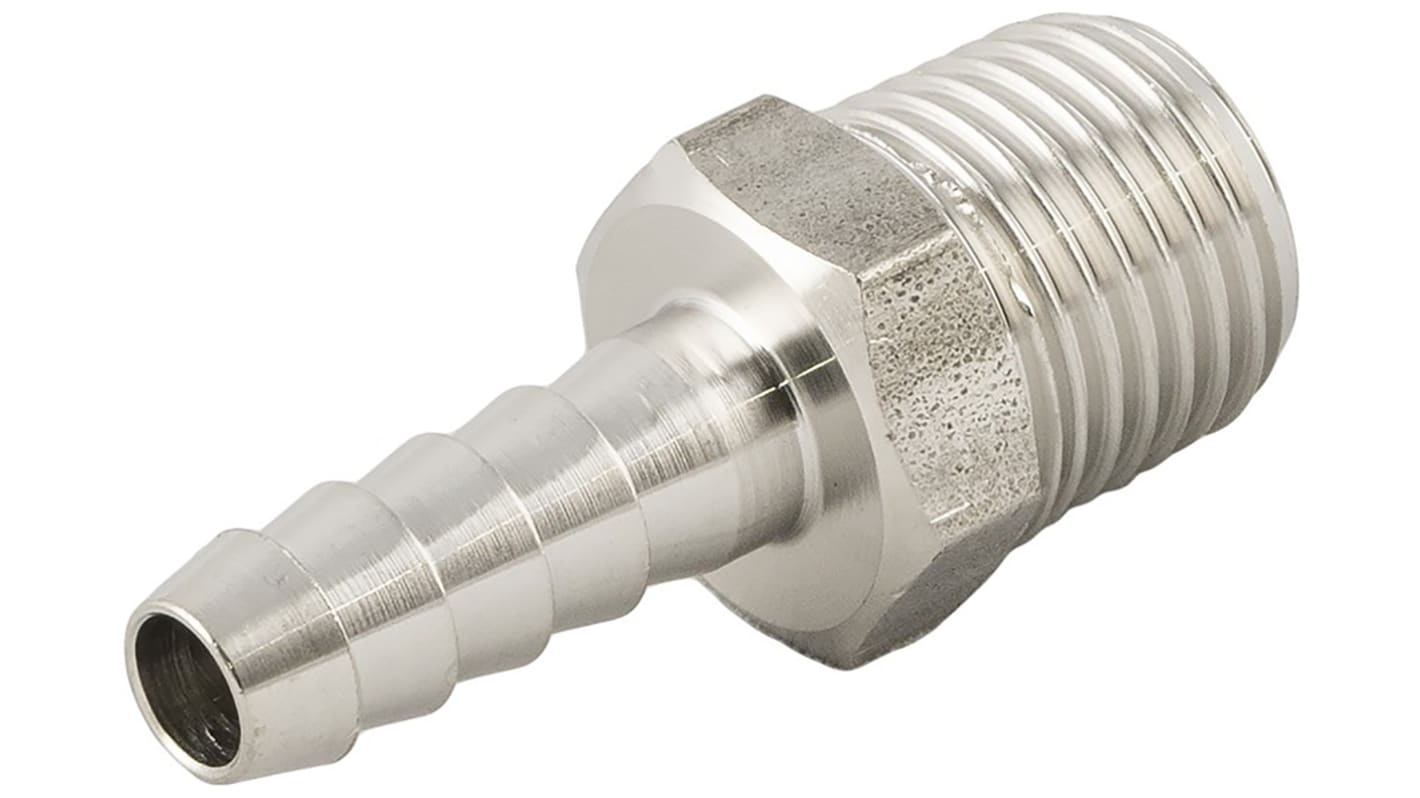 RS PRO Hose Connector Hose Tail Adaptor 1/4in 10mm ID, 14 MPa, 140 bar