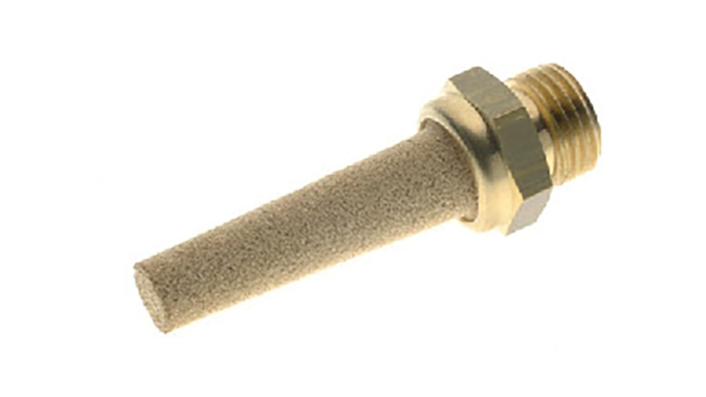 RS PRO Brass 12bar Pneumatic Silencer, Threaded, G 3/8 Male