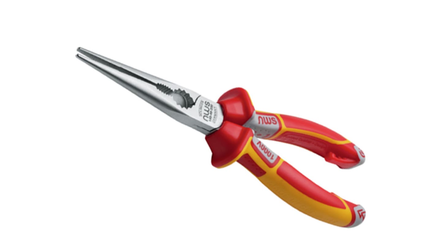 NWS N140 Long Nose Pliers, 205 mm Overall, Straight Tip, VDE/1000V