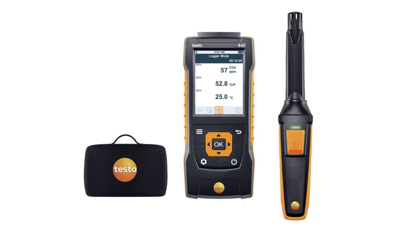 Testo 440 CO₂ Kit with Bluetooth Data Logging Air Quality Monitor for CO2, Humidity, Temperature, +1370°C Max,