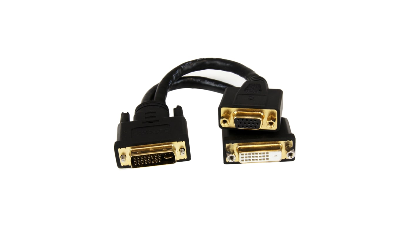 StarTech.com, Male DVI-I Dual Link to Female DVI-D Dual Link, VGA Cable, 203.2mmBlack sheathAluminium Foil, Braid