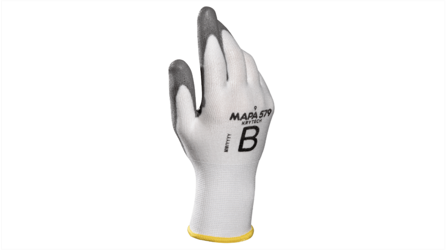 Mapa KRYTECH 579 White HPPE Cut Resistant Work Gloves, Size 7, Polyurethane Coating