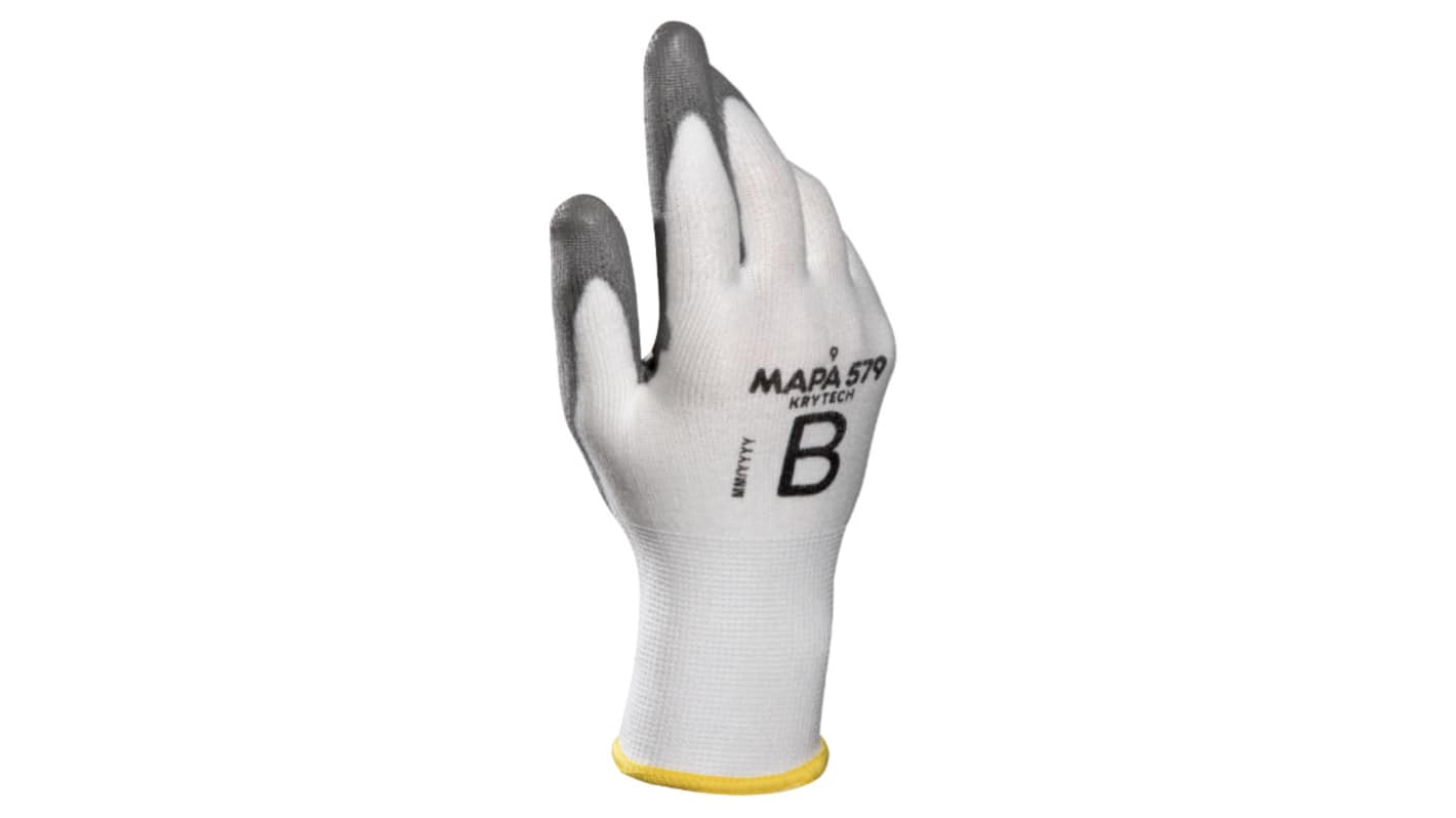 Mapa KRYTECH 579 White HPPE Cut Resistant Work Gloves, Size 10, Polyurethane Coating