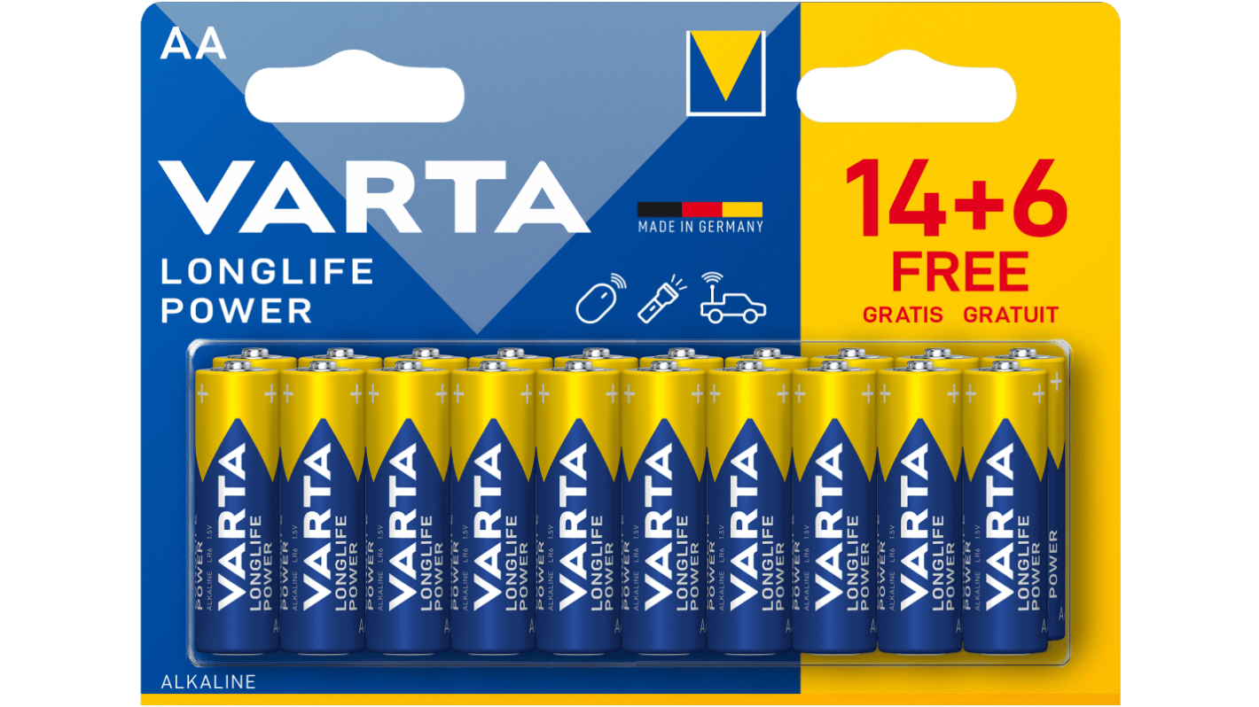 Varta 1.5V Alkalisk, AA batterier, 2.97Ah