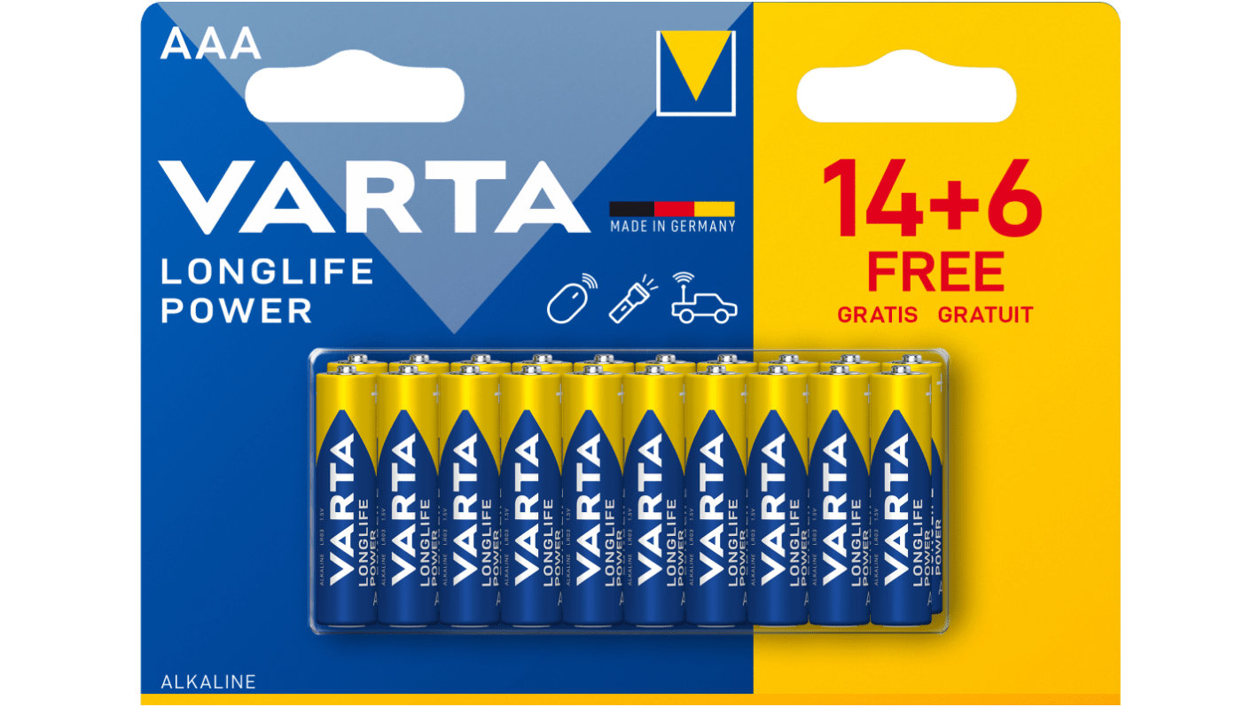 Varta 単四電池 アルカリ電池,公称電圧 1.5V 4903121492