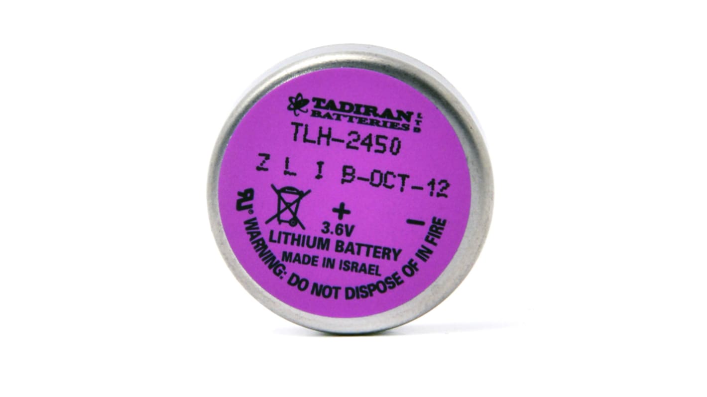 Pila de botón CR2450, 3.6V, 550mAh, litio - cloruro de tionilo, terminal tipo PCB
