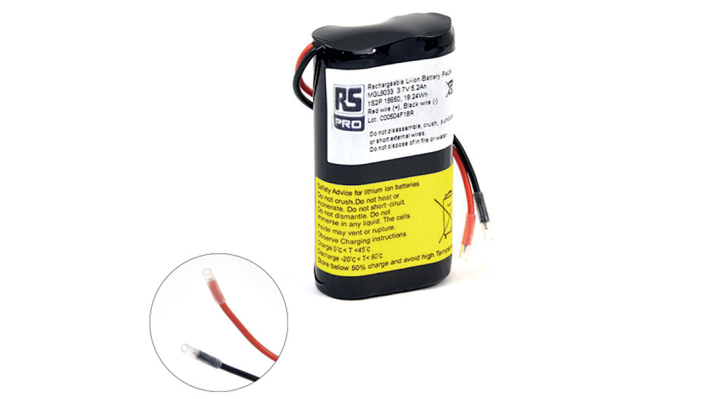 RS PRO 3.6V Lithium-Ion Rechargeable Battery Pack, 5.2Ah - Pack of 1
