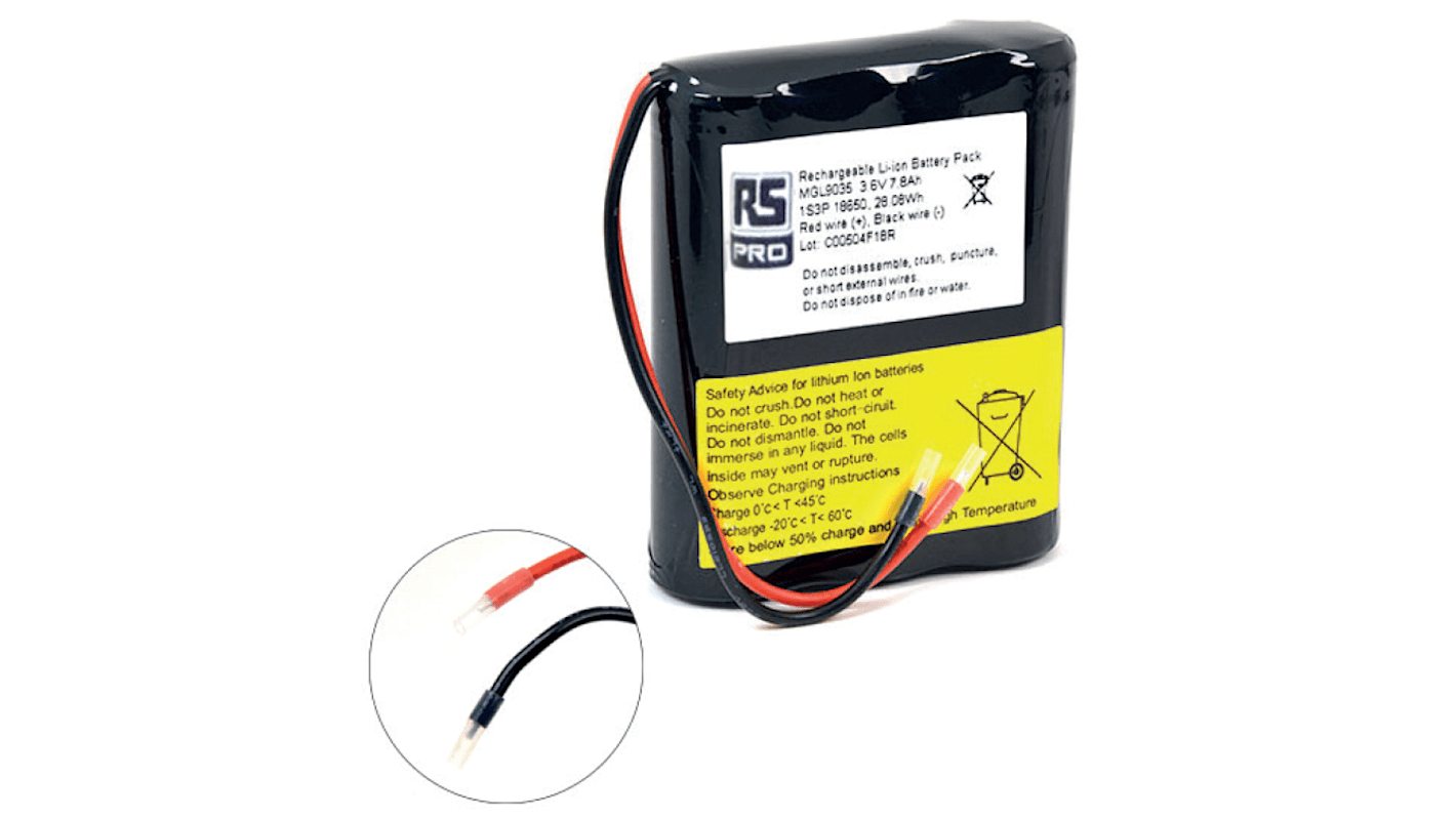 Bloc batterie rechargeable RS PRO 3.6V Lithium-Ion 7.8Ah x 3