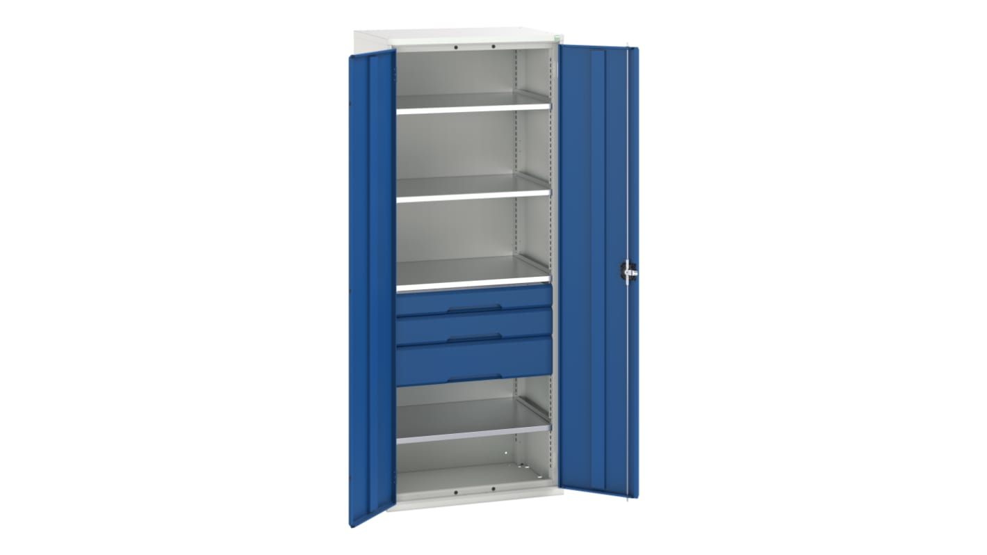 Bott 2 Door, 3 Drawer Steel Floor Standing Cupboard, 2000 x 800 x 550mm