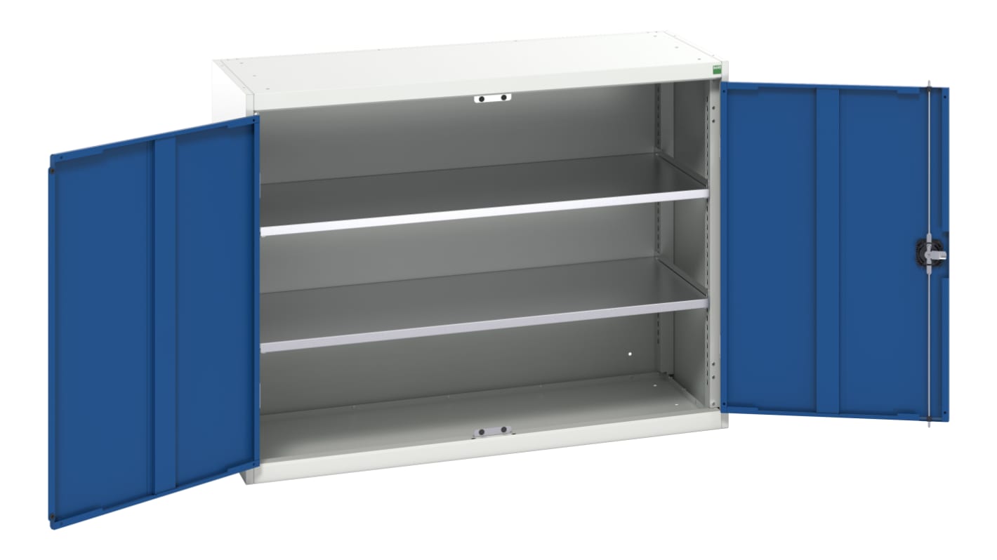 Armadietto da pavimento a 2 ante Bott in Acciaio, 1000 x 1300 x 550mm, 2 ripiani, Bloccabile