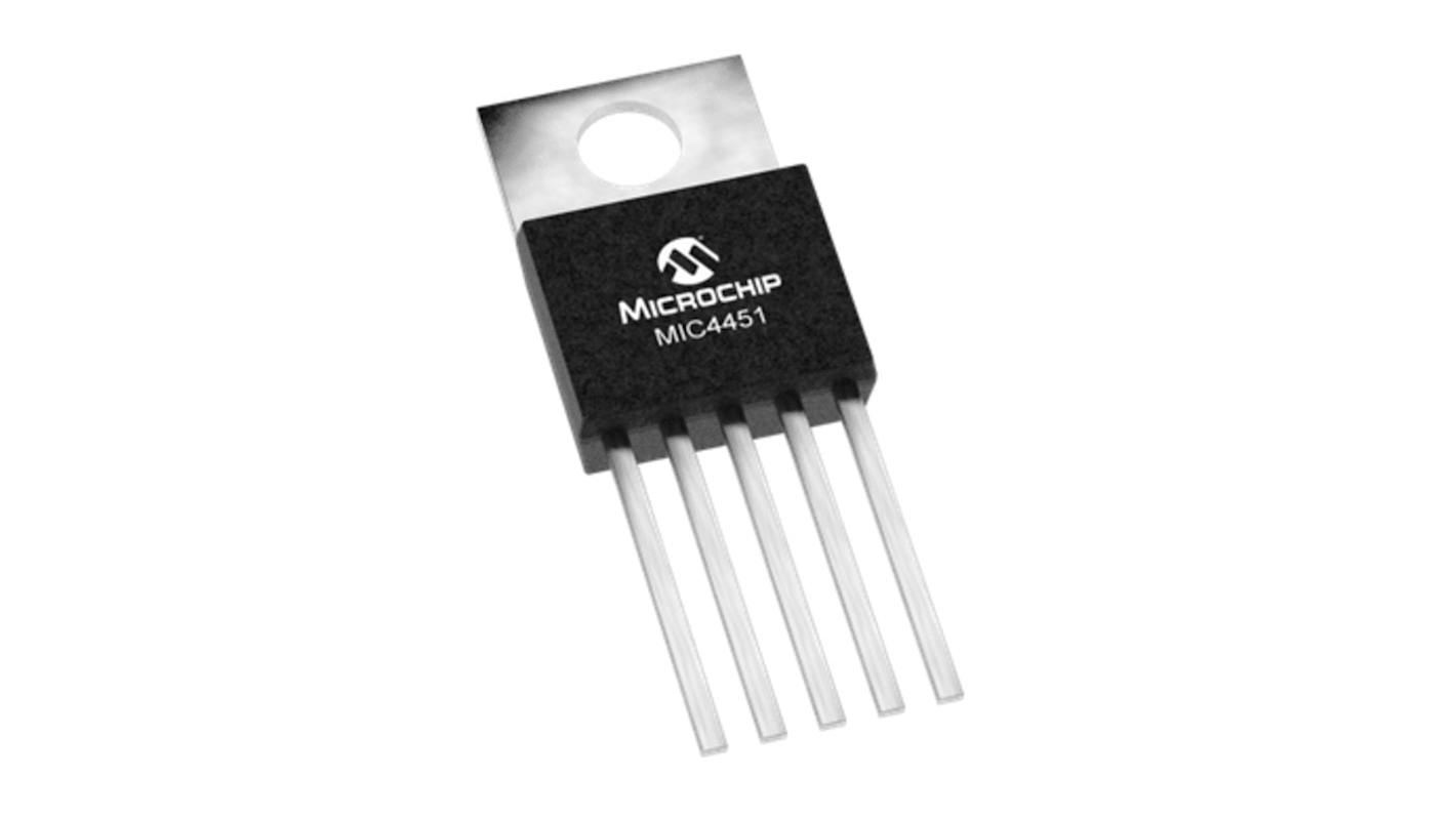 Microchip MOSFET驱动器, CMOS，TTL逻辑, TO-220, 1个驱动器, 5针, 通孔安装, 20V电源, 12 A输出