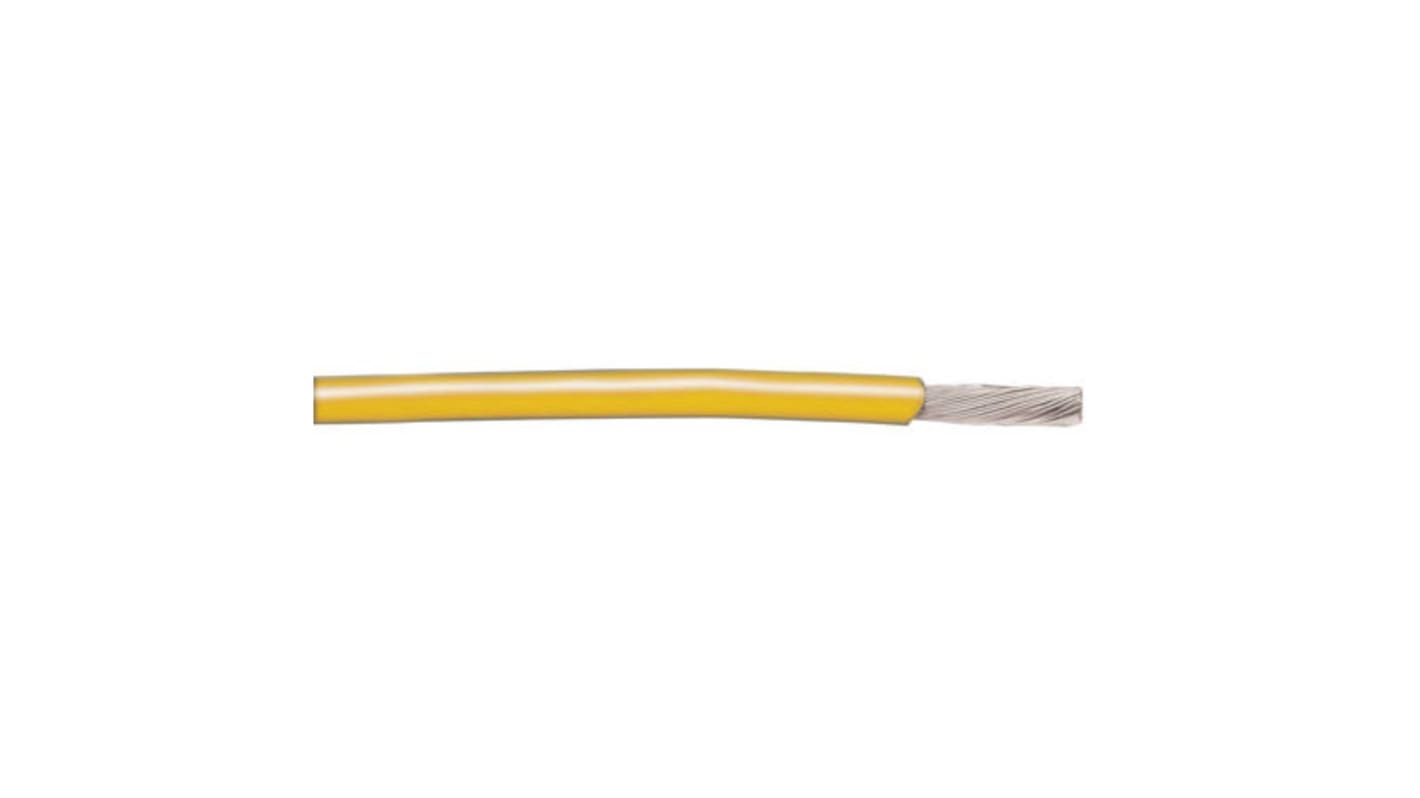Alpha Wire 黄色单芯线电线, 0.14 mm², 30m长, 26 AWG, 600 V, 最高+200°C, PTFE绝缘, Hook-up Wire TEFLON系列