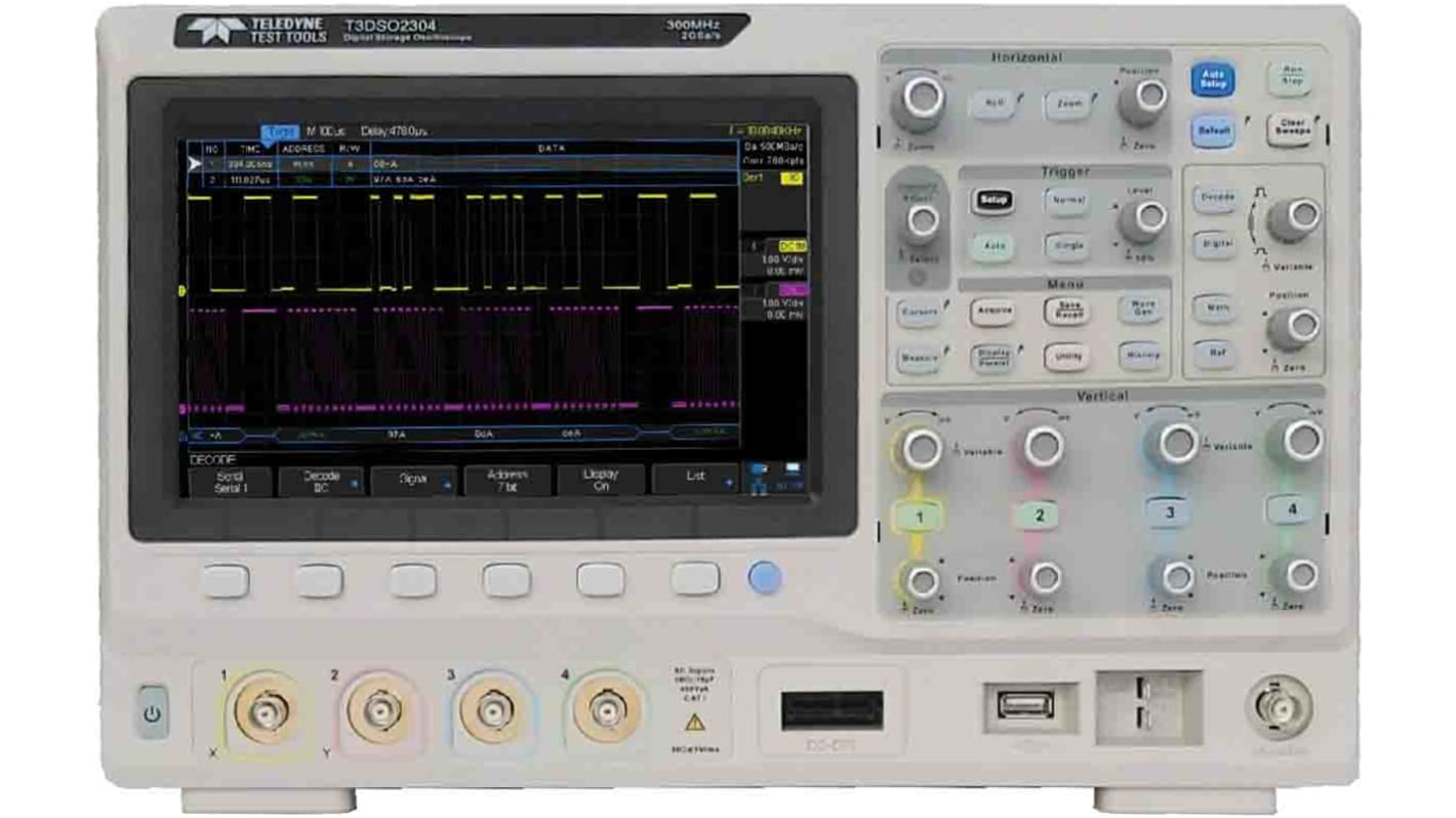 Teledyne LeCroy T3DSO2304 T3DSO2000 Series, 300MHz Bench Oscilloscope, 4 Analogue Channels