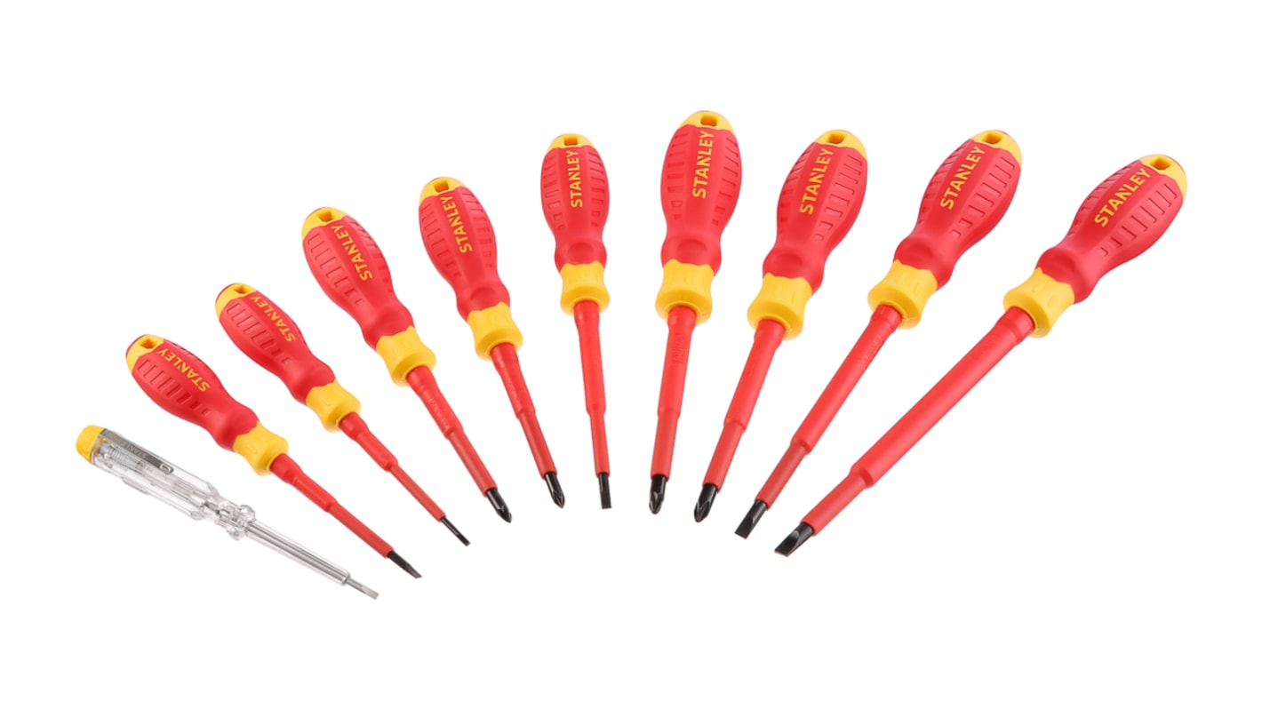 Stanley Phillips; Pozidriv; Slotted Insulated Screwdriver Set, 10-Piece