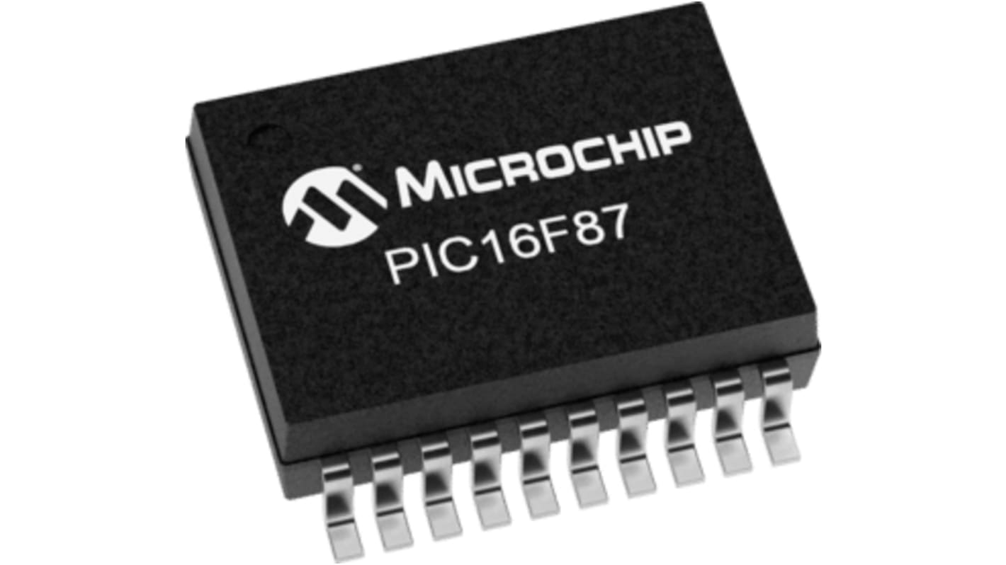 Microcontrolador Microchip PIC16LF87-I/SS, núcleo PIC de 8bit, RAM 368 B, 20MHZ, SSOP de 20 pines