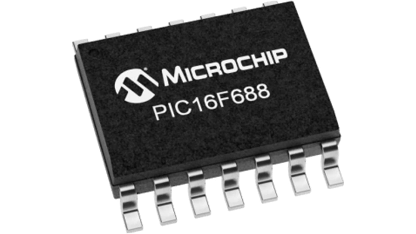 Microchip PIC16F688T-I/SL, 8bit PIC Microcontroller, PIC16F, 20MHz, 7 kB Flash, 14-Pin SOIC