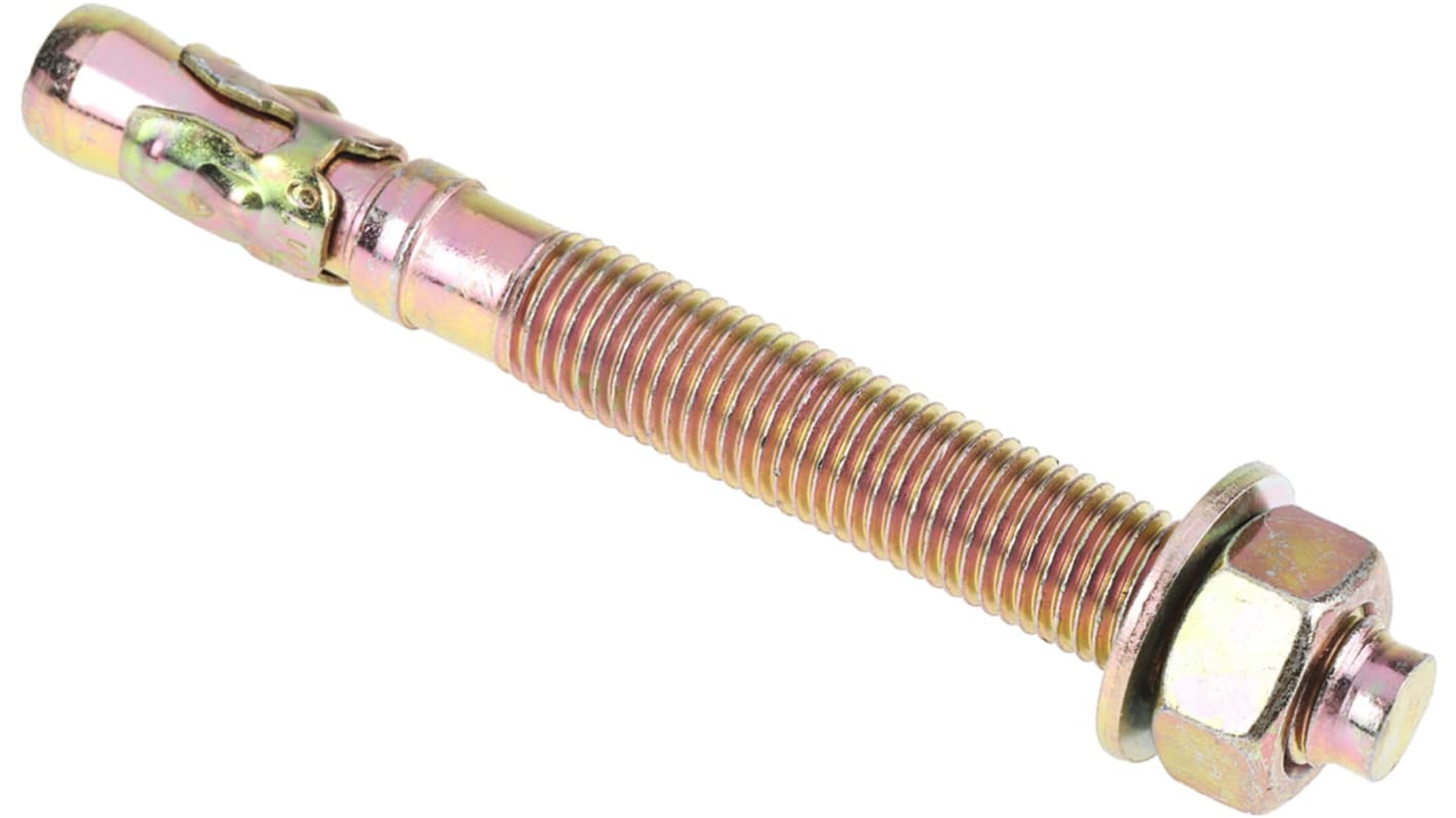 RS PRO Bright Zinc Plated Through Bolt 16mm x 105mm, 18mm Fixing Hole