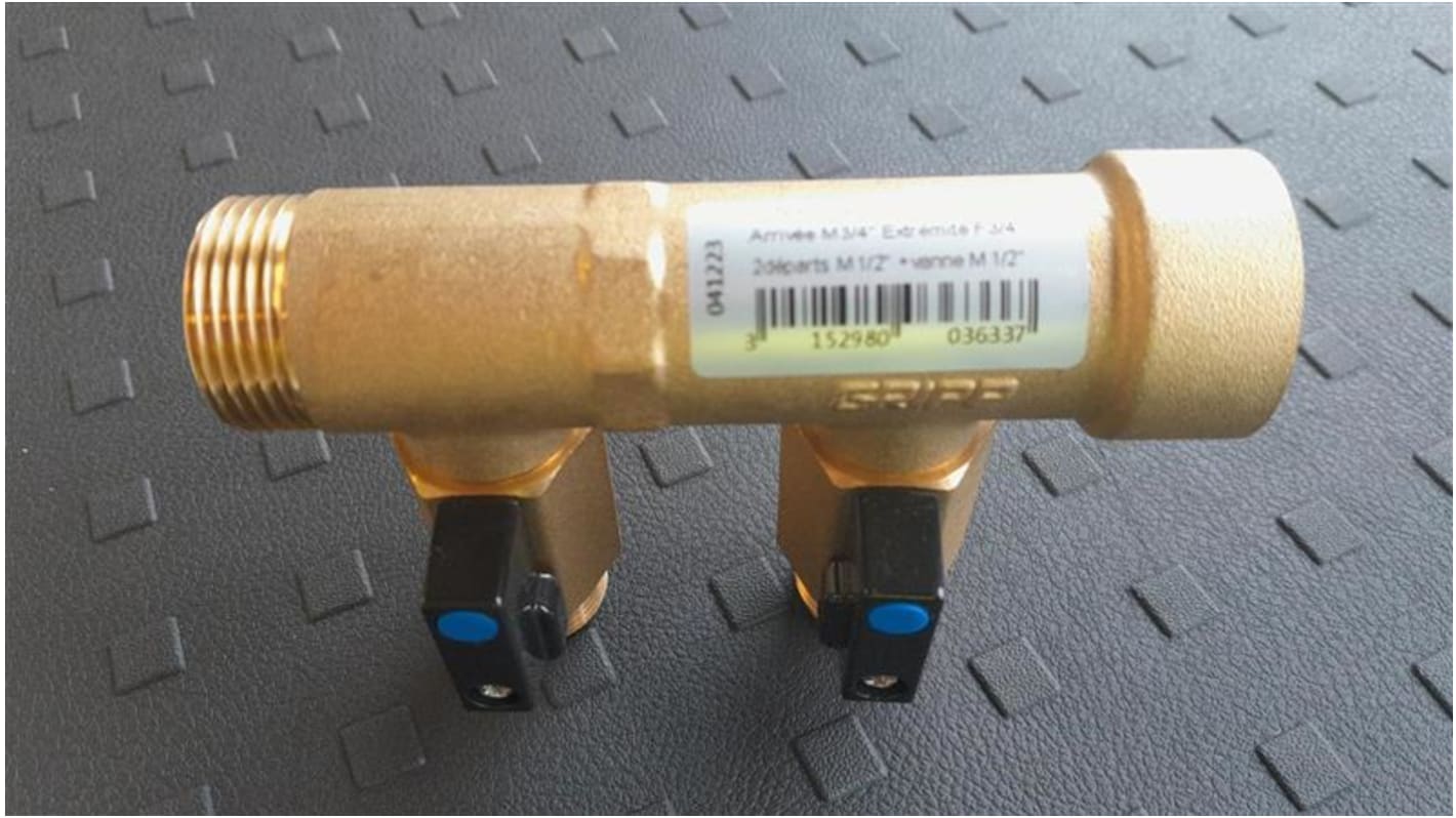 Watts Brass Pipe Fitting, Straight Compression Manifold, Male 3/4in to Male 1/2in