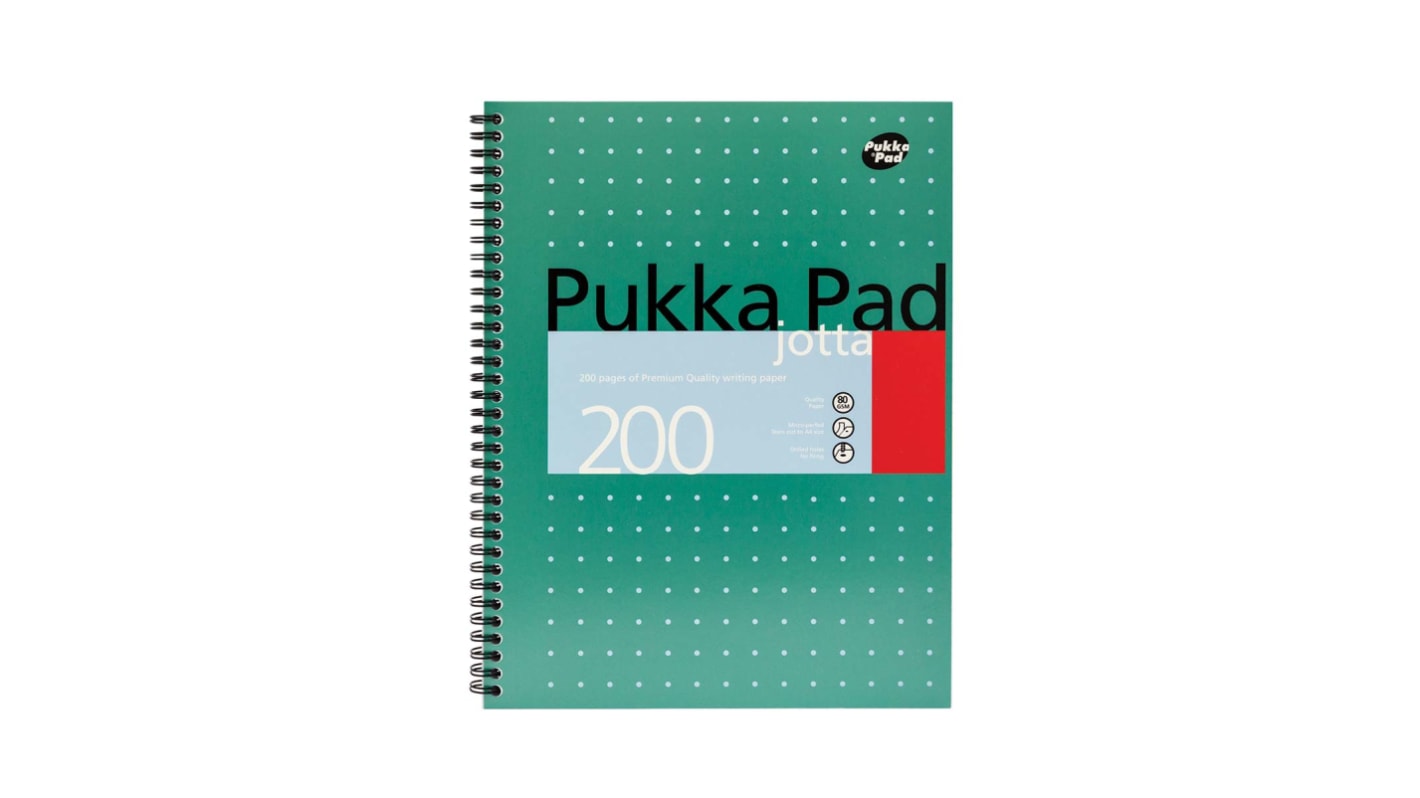 Pukka Notizbuch mit Festeinband Linienpapier, A4 drahtgebunden, Grün, 100 Blatt