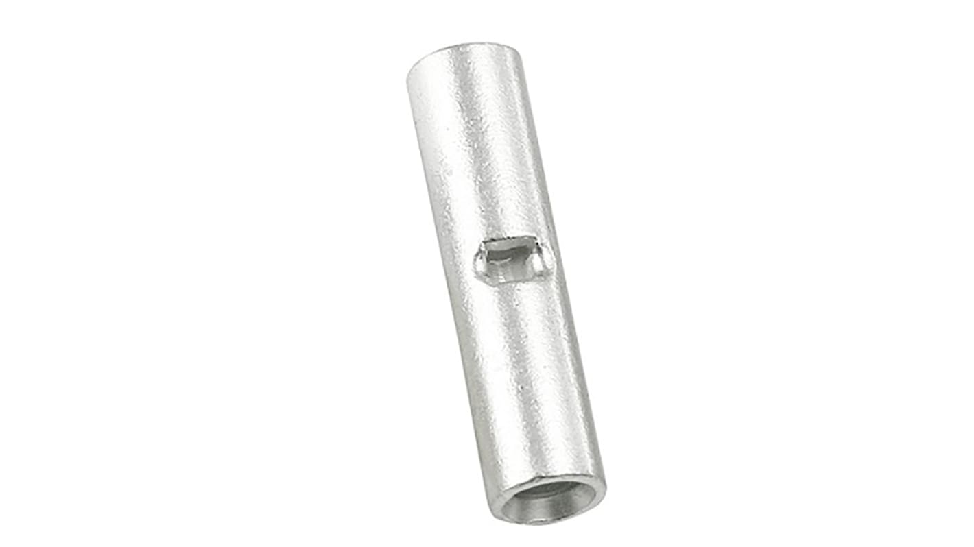RS PRO Butt Splice Splice Connector, Silver, Uninsulated, Tin 0.5 → 1.5 mm², 22 → 16 AWG