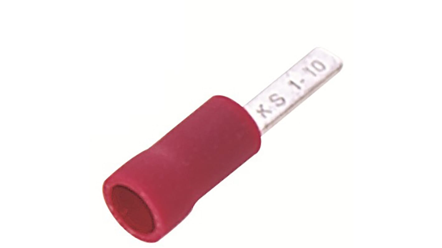 RS PRO 片型端子公插, 线规0.5mm²至1.5mm², 插片2.3mm宽x10mm长x0.75mm厚, 红色, 乙烯基绝缘