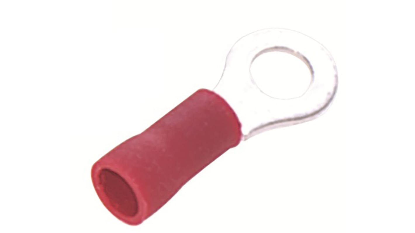 RS PRO Ringkabelschuh, Isoliert, Vinyl, Rot, aussen ø 8mm, innen ø 4.3mm, max. 1.5mm², 4.3mm