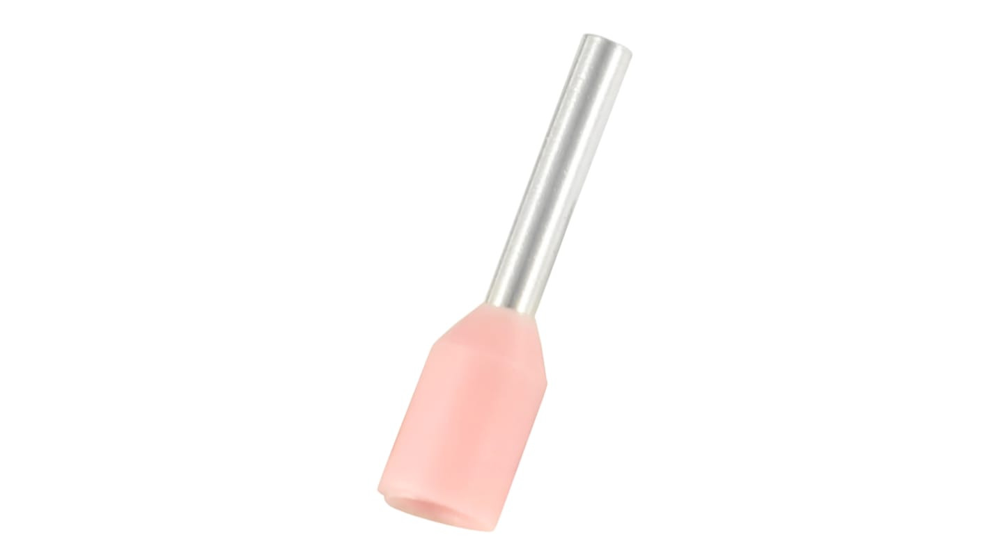 RS PRO Insulated Crimp Bootlace Ferrule, 6mm Pin Length, 0.8mm Pin Diameter, 0.34mm² Wire Size, Pink