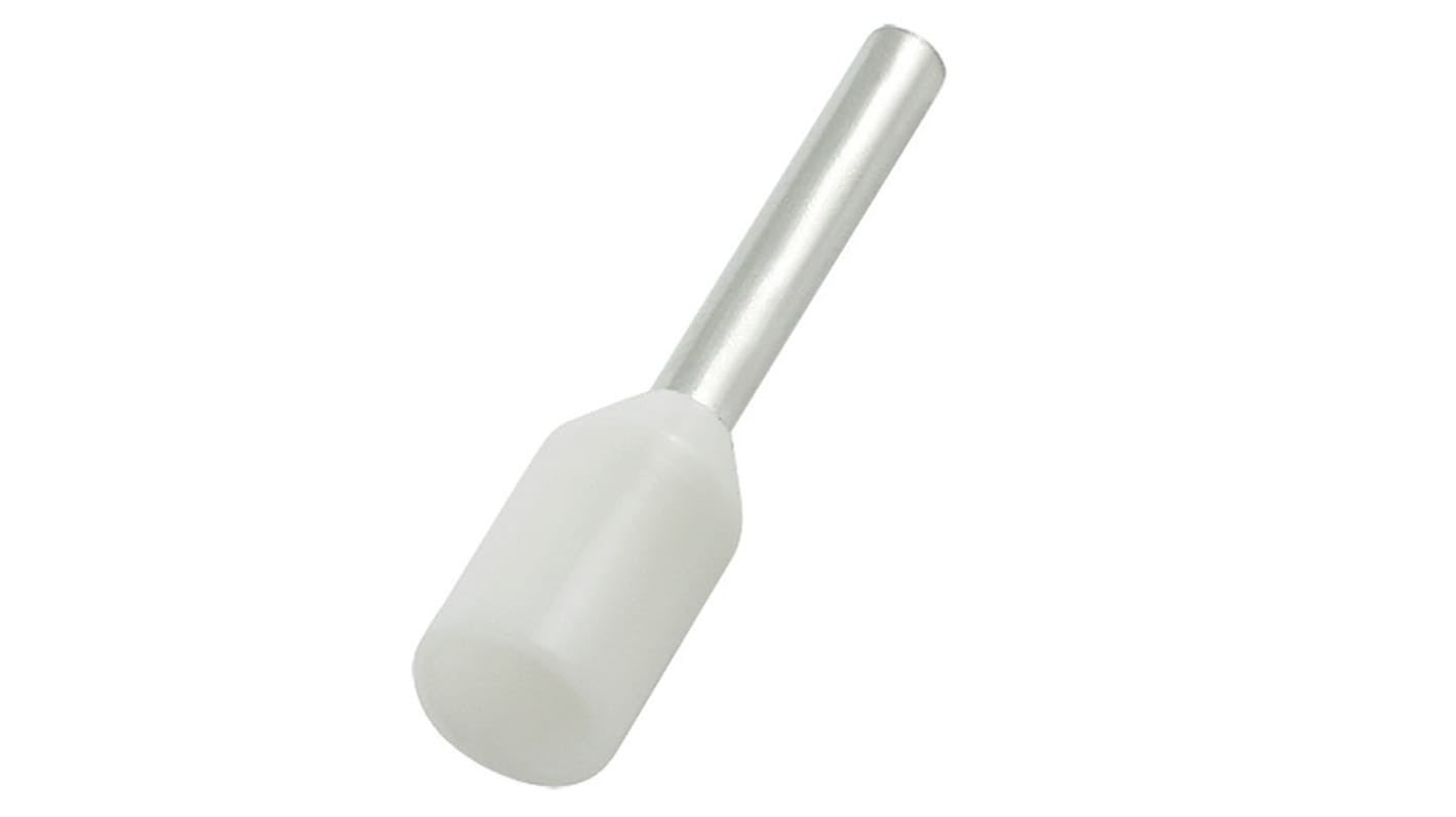 Puntera hueca de crimpado RS PRO, Aislado, Pin de 12mm, Blanco 18AWG 18mm² 18AWG 0.75mm²