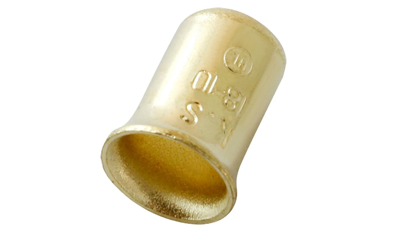 RS PRO Crimp Bootlace Ferrule, 9.5mm Pin Length, 7.5mm Pin Diameter, 10mm² Wire Size