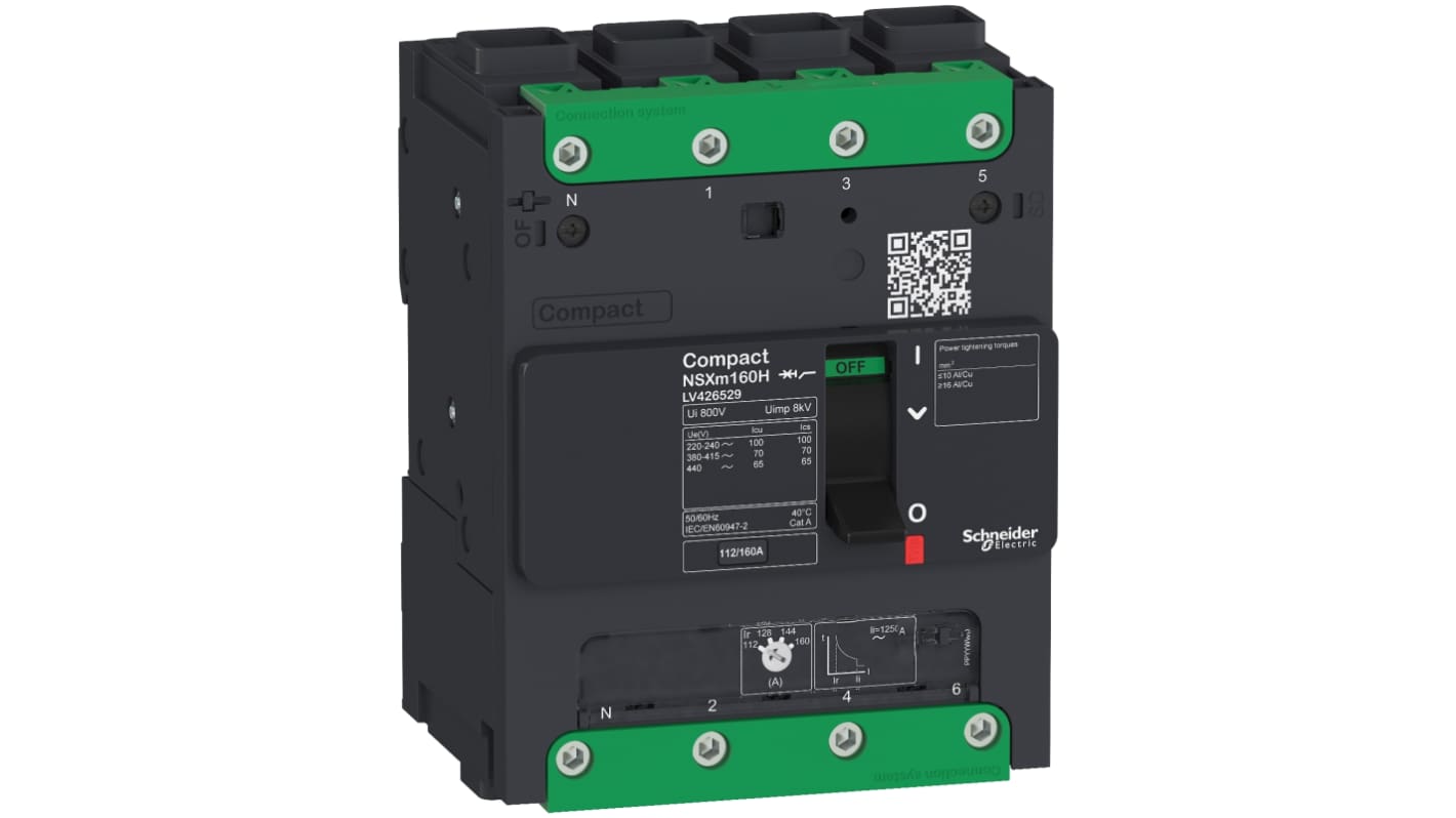 Disjoncteur Schneider Electric Compact 4 pôles, 25A, pouvoir de coupure 70 kA, A clipser