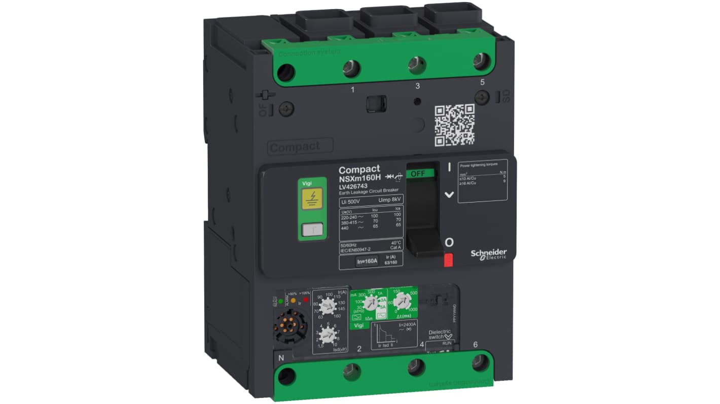 Schneider Electric MCCB塑壳断路器, 16 ka分断, 160A, 690VAC, 3极, NSXm系列