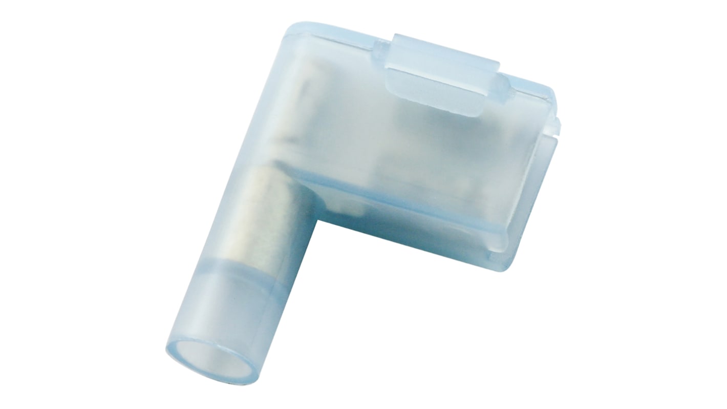 RS PRO Blue Insulated Female Spade Connector, Double Crimp, 6.35 x 0.8mm Tab Size, 1.5mm² to 2.5mm²