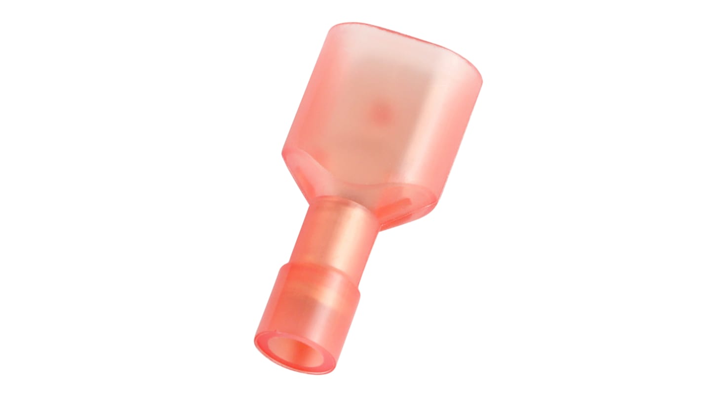 RS PRO Red Insulated Male Spade Connector, Double Crimp, 0.8 x 6.35mm Tab Size, 0.5mm² to 1.5mm²