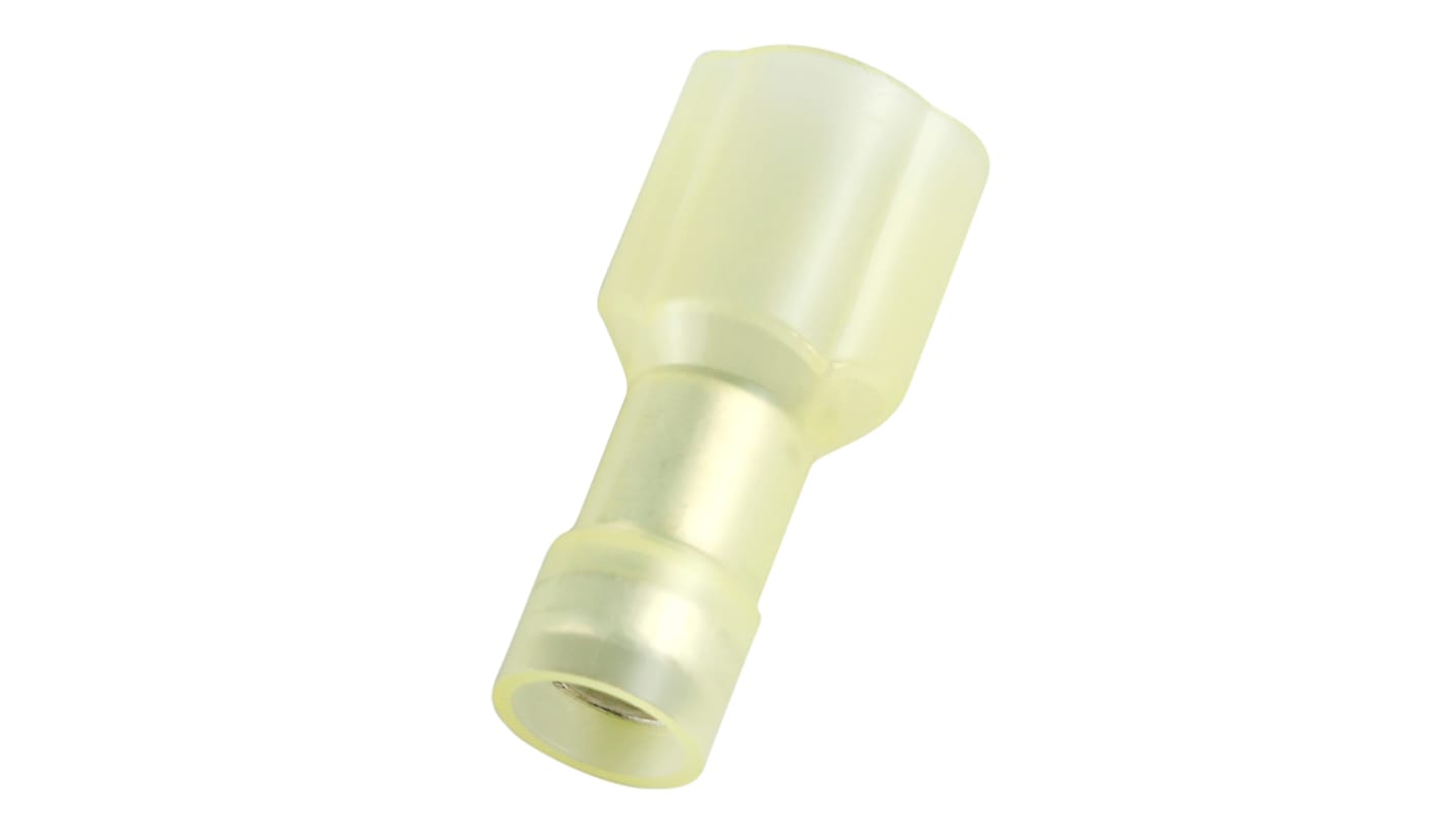 RS PRO Yellow Insulated Male Spade Connector, Double Crimp, 0.8 x 6.35mm Tab Size, 4mm² to 6mm²