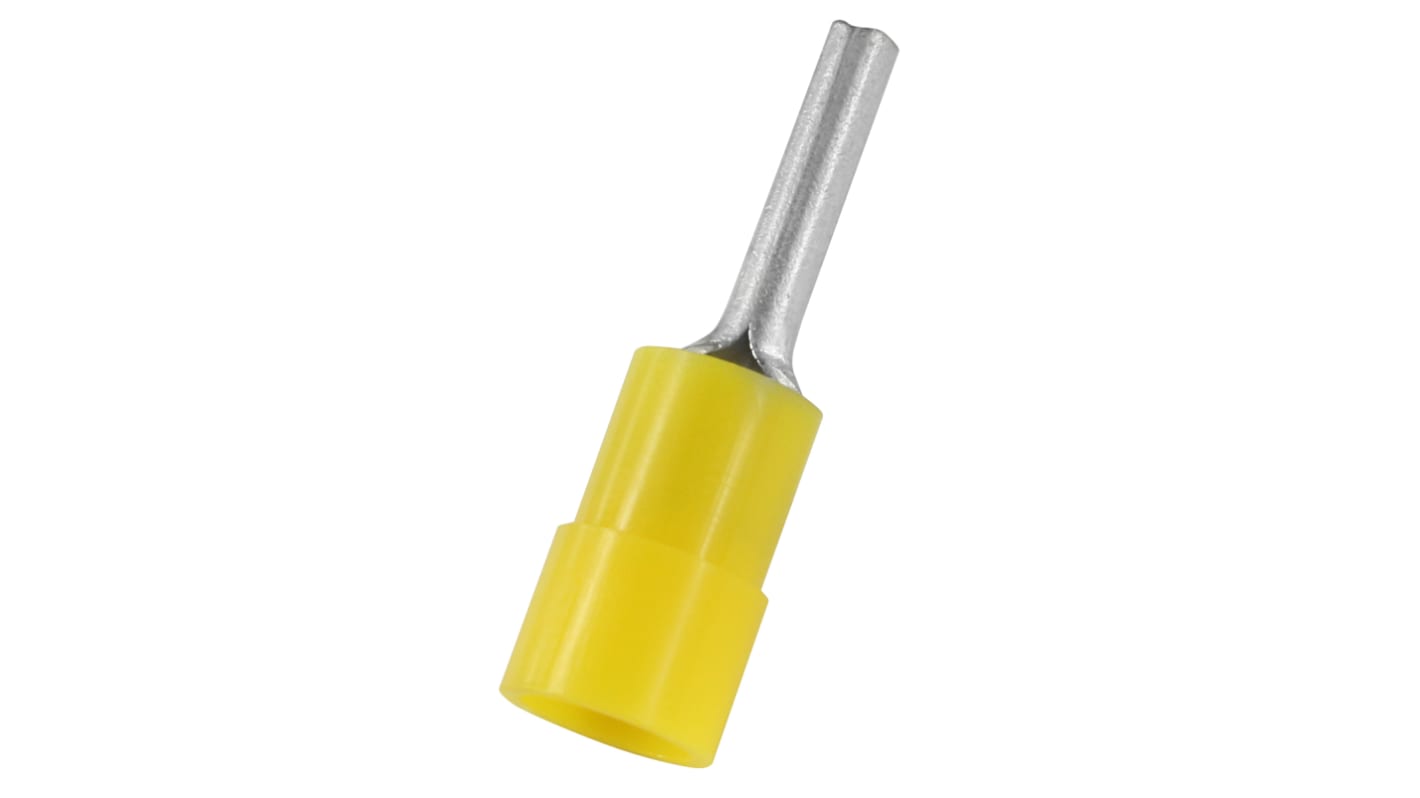 RS PRO Insulated Crimp Pin Connector, 4mm² to 6mm², 12AWG to 10AWG, 2.8mm Pin Diameter, 14mm Pin Length, Yellow