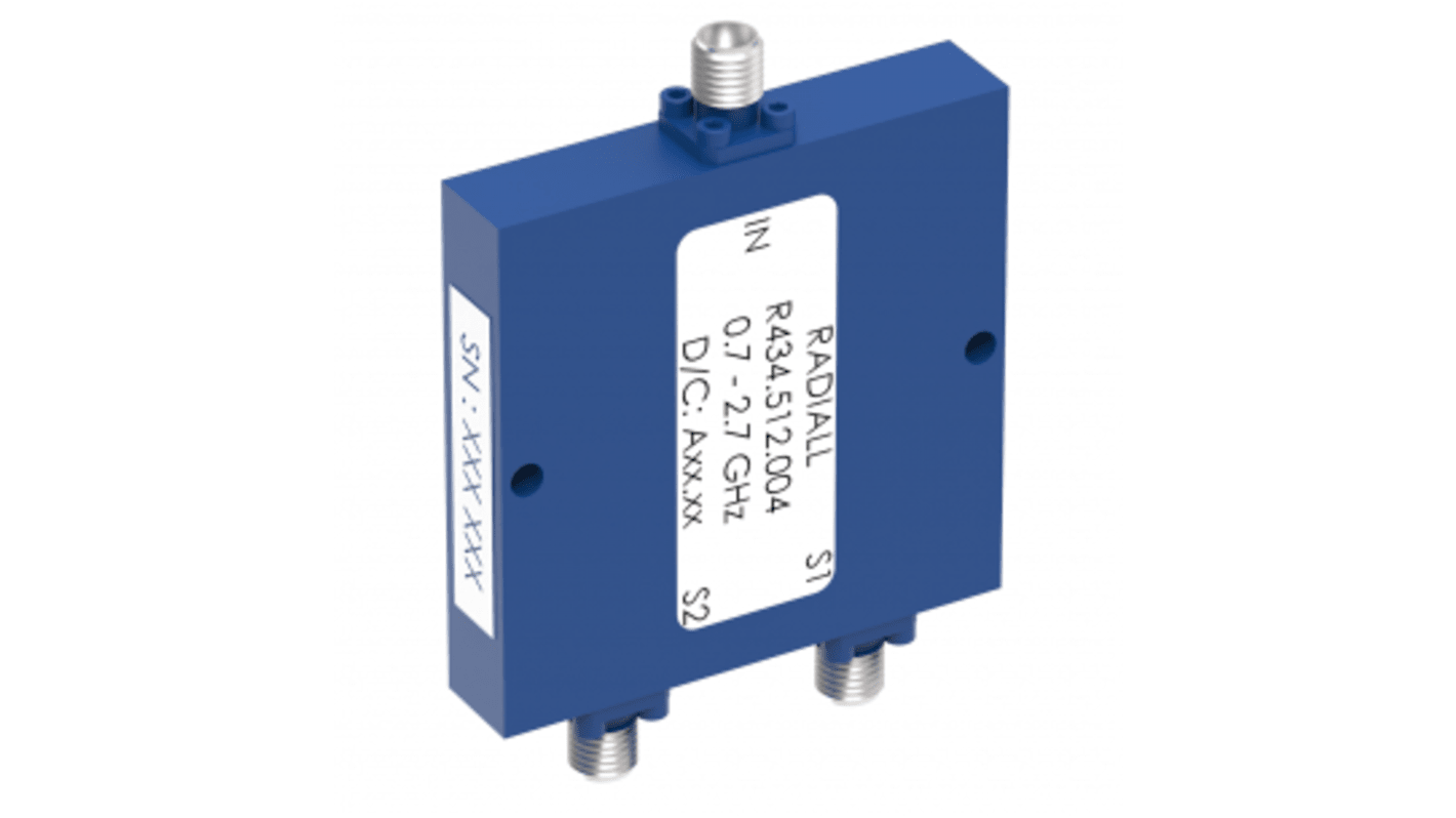 Divisor de RF Radiall R434512004, SMA, 50Ω, frecuencia 0.7 → 2.7GHz