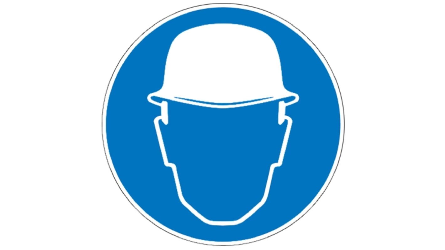 Brady PET Mandatory Head Protection Sign With Pictogram Only Text