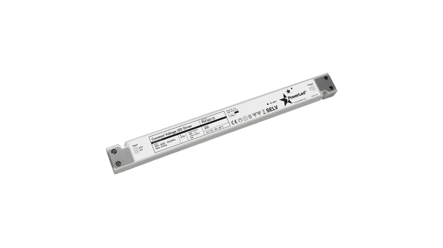 PowerLED LED Driver, 12V Output, 60W Output, 5A Output, Constant Voltage