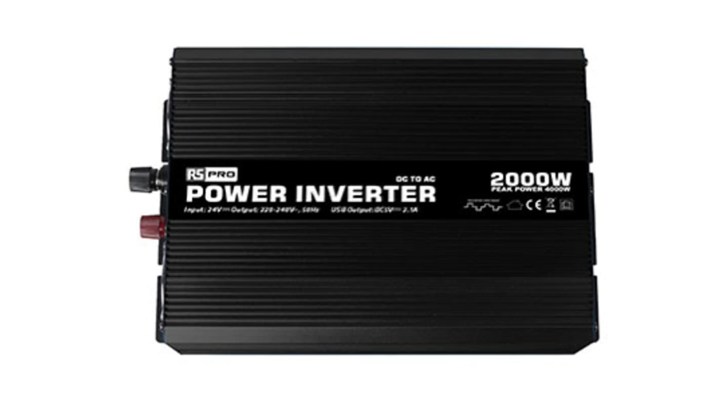 RS PRO Modified Sine Wave 2000W Power Inverter, 24V dc Input, 230V Output