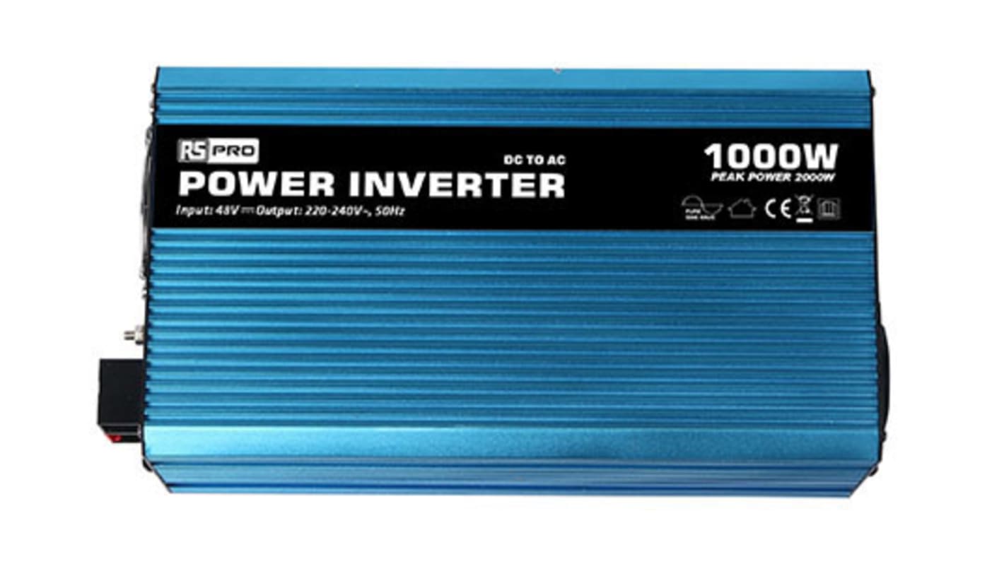 RS PRO Pure Sine Wave 1000W Power Inverter, 48V Input, 230V Output