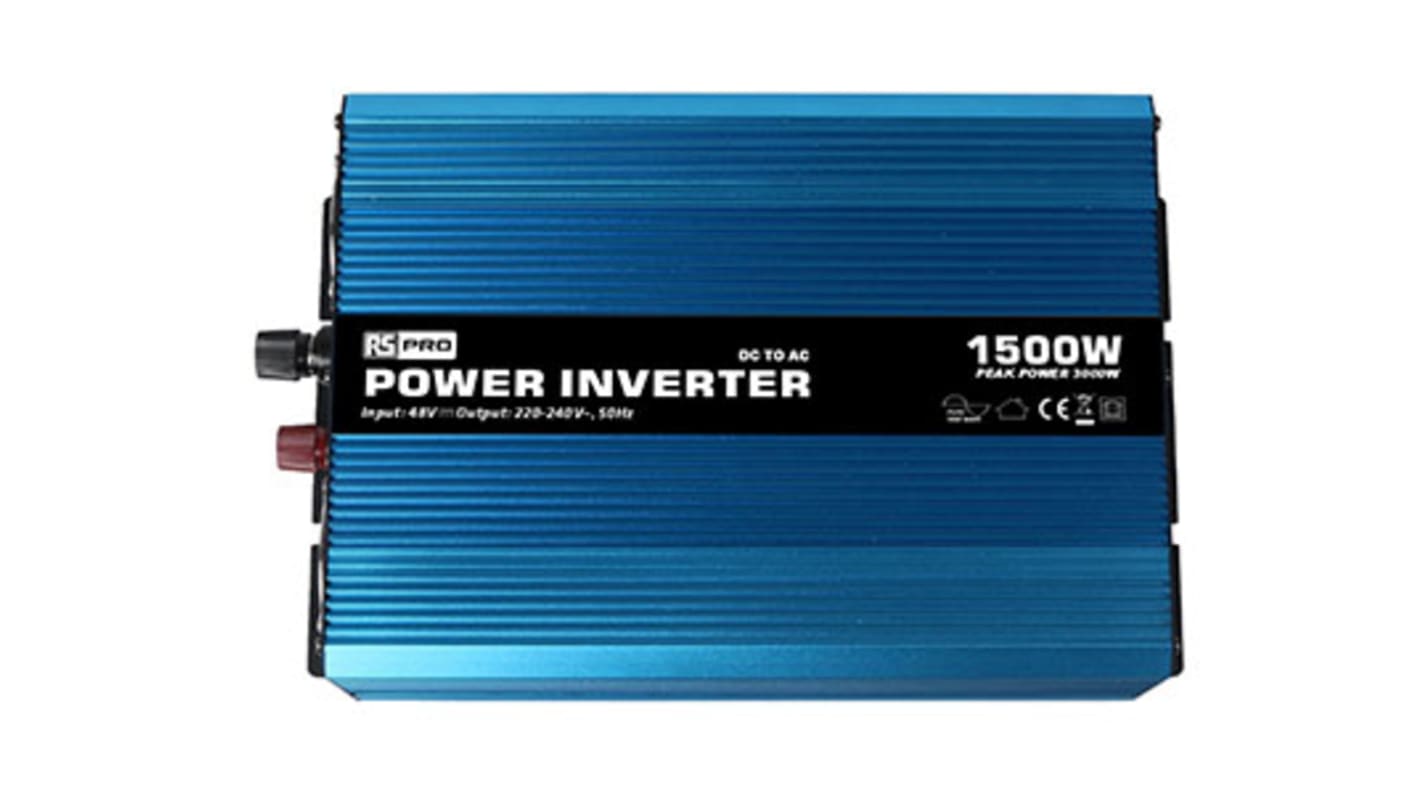 RS PRO Pure Sine Wave 1500W Power Inverter, 48V Input, 230V Output