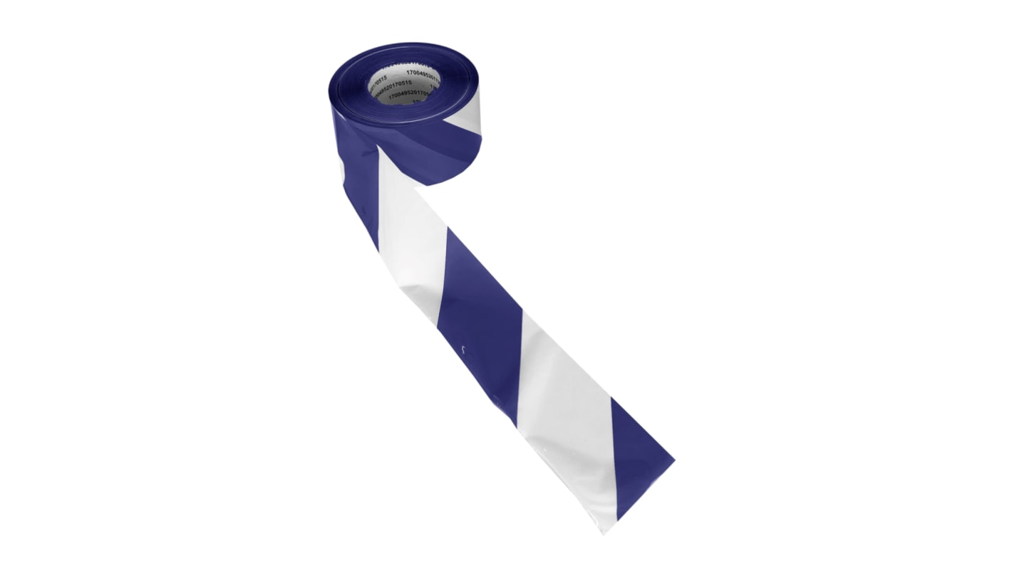 Nastro barriera Blu, bianco RS PRO, in Polietilene ad alta densità, 75mm x 500m
