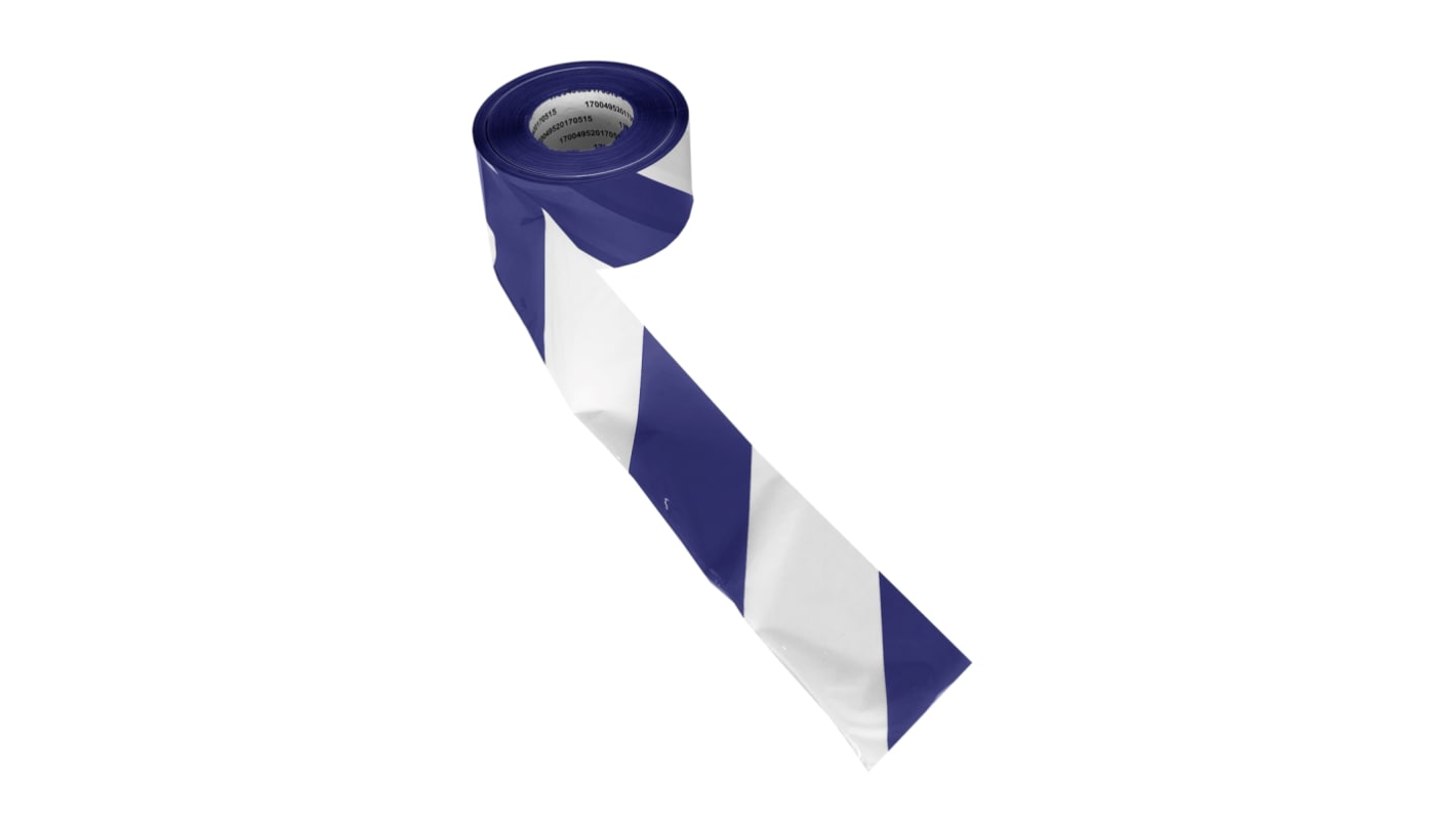 RS PRO Blue, White High-Density Polyethylene 500m Barrier Tape, 0.025mm Thickness