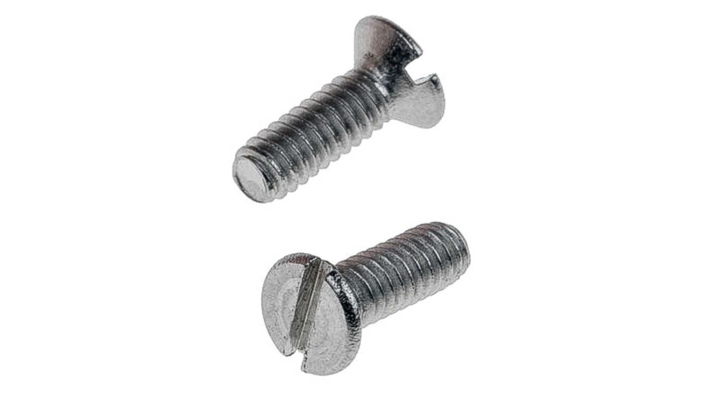 RS PRO Slot Countersunk A2 304 Stainless Steel Machine Screws DIN 963, M1.4x5mm